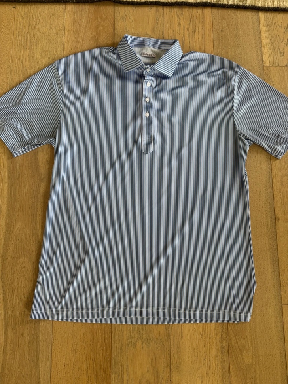 Collars & Co Mens Short Sleeve Striped Polo Blue White XL